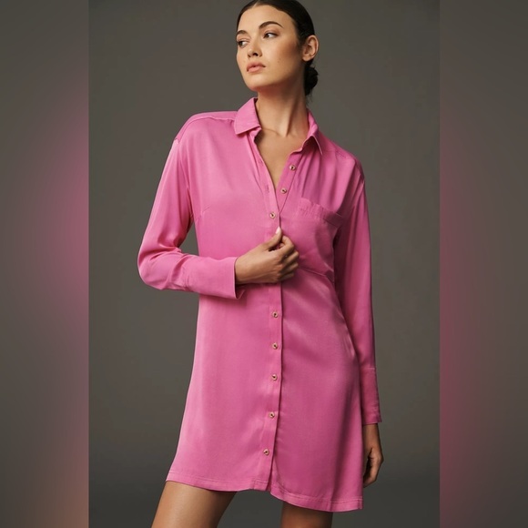 NWT Pilcro Long-Sleeve Silky Mini Dress - Picture 1 of 6